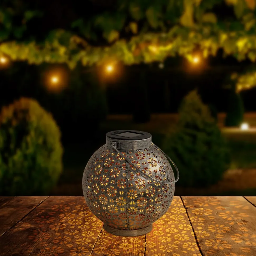 LED-solcellelampe 52854, sølv, metal, 20 cm, IP44, 2 stk