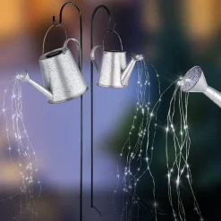 LED-solcellelampe 33652, sølv, vandkande, jordspyd, metal