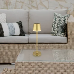 LED-solcellelampe, metal, guldfarvet, højde 41 cm, IP44