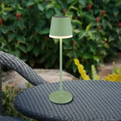 LED-solcellelampe, metal, lysegrøn, højde 41 cm, IP44