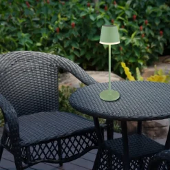 LED-solcellelampe, metal, lysegrøn, højde 41 cm, IP44