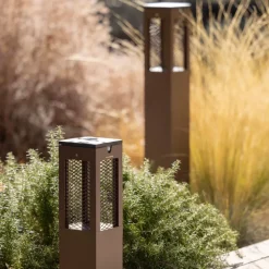 LED-solcellelampe på piedestal Tradition Sensor Corten 40 cm