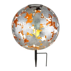 LED-solcellelampe 36749S kugle Ø 27 cm, sølv, jordspyd