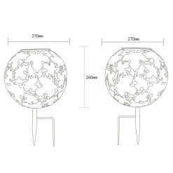 LED-solcellelampe 36749S kugle Ø 27 cm, sølv, jordspyd