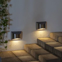 LED-solcellelampe til vægmontering Wally, sølv, 2 stk. sæt