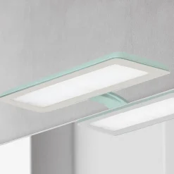 LED-spejllampe Nikita, akvamaring/stålgrå