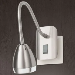 LED-stikkontaktlampe Manvel med kontakt, nikkel