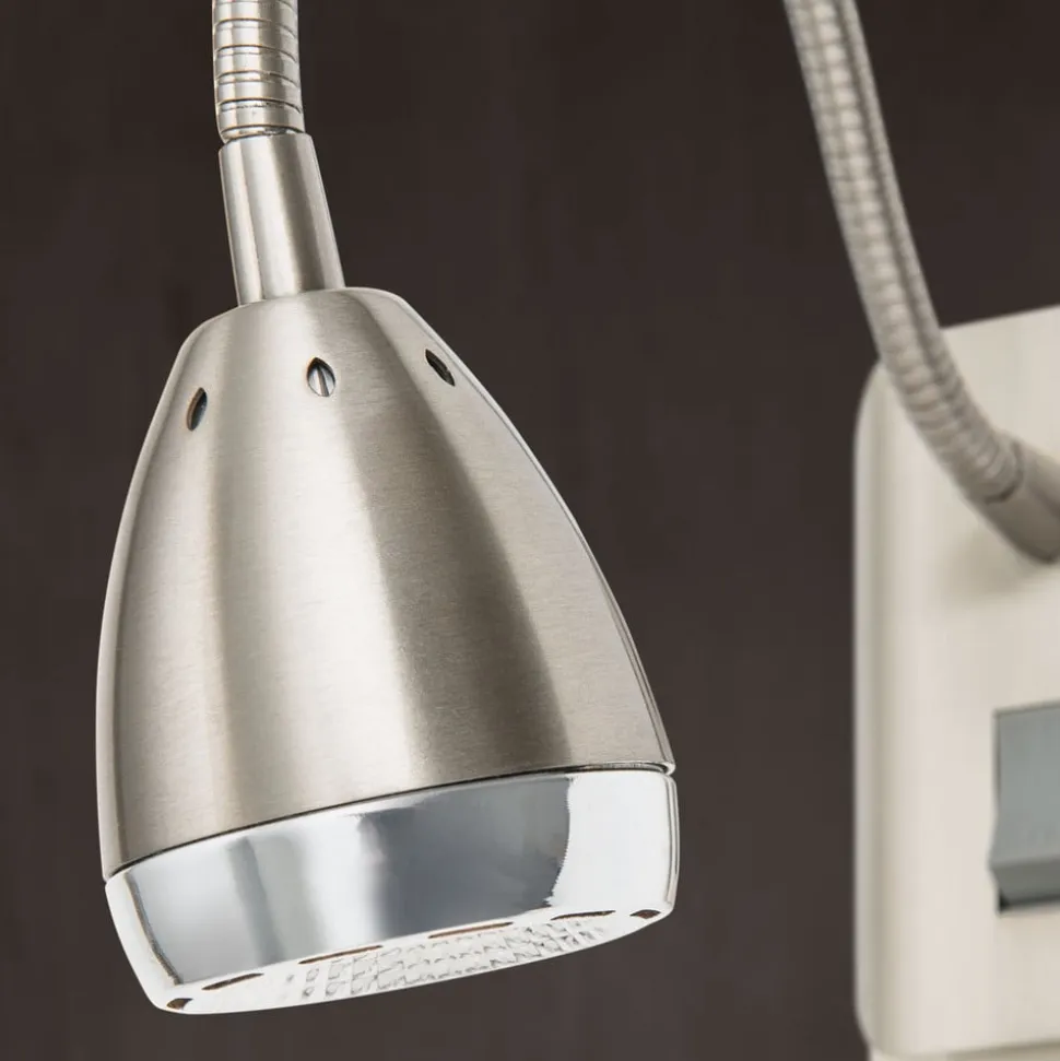 LED-stikkontaktlampe Manvel med kontakt, nikkel