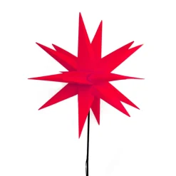 LED-stjerne, ude, med jordspyd, Ø 55 cm, rød