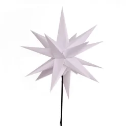 LED-stjerne, ude, med jordspyd, Ø 55 cm, hvid
