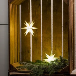 LED-stjerne, ude, 18-takket Ø 12 cm, batteri, hvid