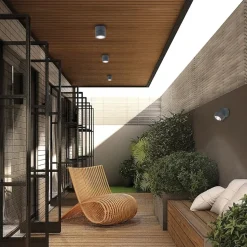 LED-udendørs loftspot Andria, mørkegrå, Ø 9 cm, metal