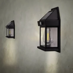 LED-udendørs væglampe Mira, sensor, sort, 2 stk. IP44