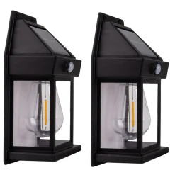 LED-udendørs væglampe Mira, sensor, sort, 2 stk. IP44