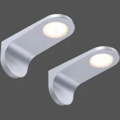 LED-underskabsbelysning Amon, sølv, 15 cm lang, sæt med 2, dæmpbar