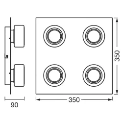 LEDVANCE LED-loftlampe Orbis Flame, sort, 4 lyskilder, IP44