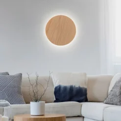 LED-væglampe batteri Puntua Ø 25 cm trælook