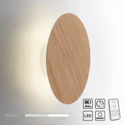 LED-væglampe batteri Puntua Ø 25 cm trælook