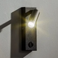 LED-væglampe Enzo kantet med afbryder, sort