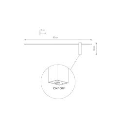 LED-væglampe Motive M, 80 cm bred, sort, metal