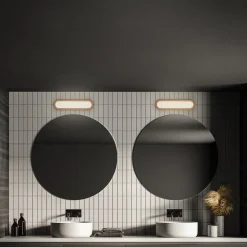 LED-væglampe til badeværelset Pil, træfarvet, bredde 35 cm, plast