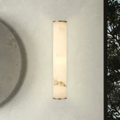 LED-væglampe til badeværelset Wales, guld/marmoreret, 35 cm stål/harpiks