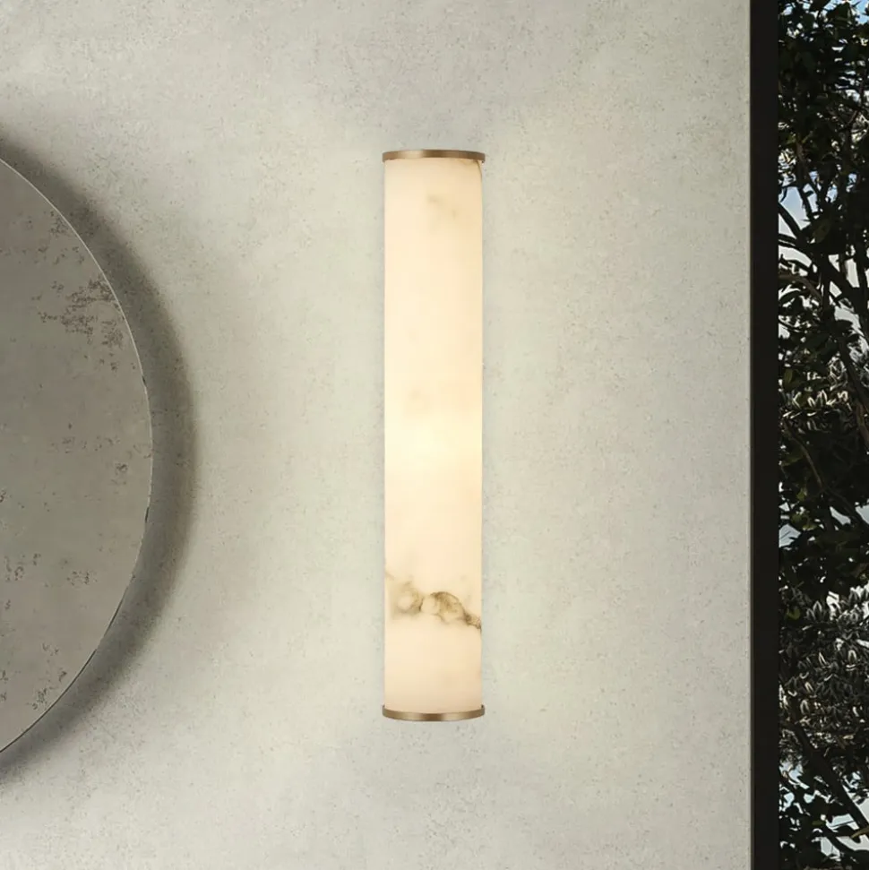 LED-væglampe til badeværelset Wales, guld/marmoreret, 35 cm stål/harpiks