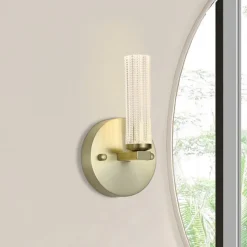 LED-væglampe til badeværelset Aberdeen, højde 24 cm, messingfarvet metal