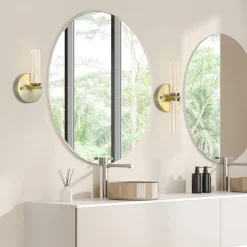 LED-væglampe til badeværelset Aberdeen, højde 24 cm, messingfarvet metal