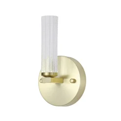 LED-væglampe til badeværelset Aberdeen, højde 24 cm, messingfarvet metal