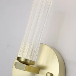 LED-væglampe til badeværelset Aberdeen, højde 24 cm, messingfarvet metal