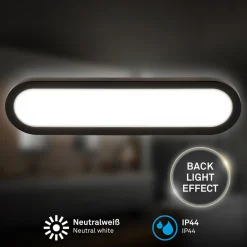 LED-væglampe til badeværelset Pil, sort, bredde 35 cm, plast