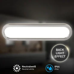 LED-væglampe til badeværelset Pil, kromfarvet, bredde 35 cm, plast