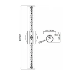 LED-væglampe til badeværelset Facet Dual, messing, 2 lyskilder, bredde 66 cm