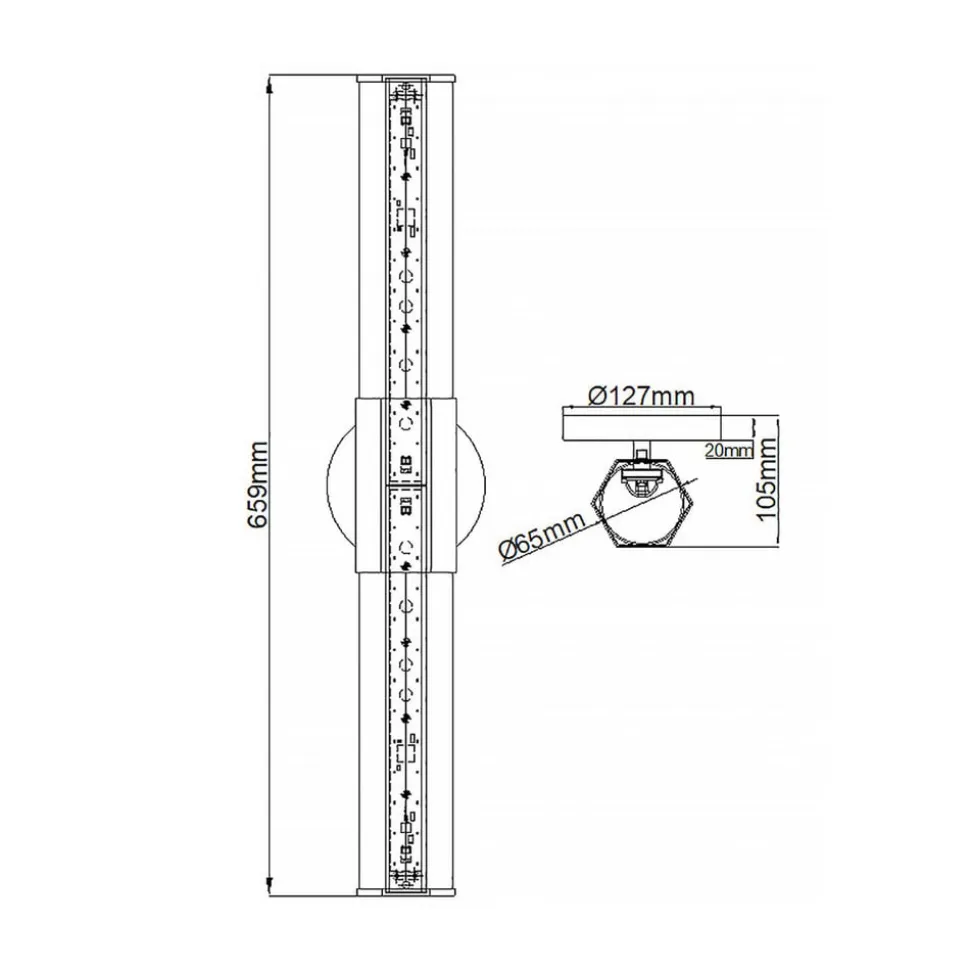 LED-væglampe til badeværelset Facet Dual, messing, 2 lyskilder, bredde 66 cm