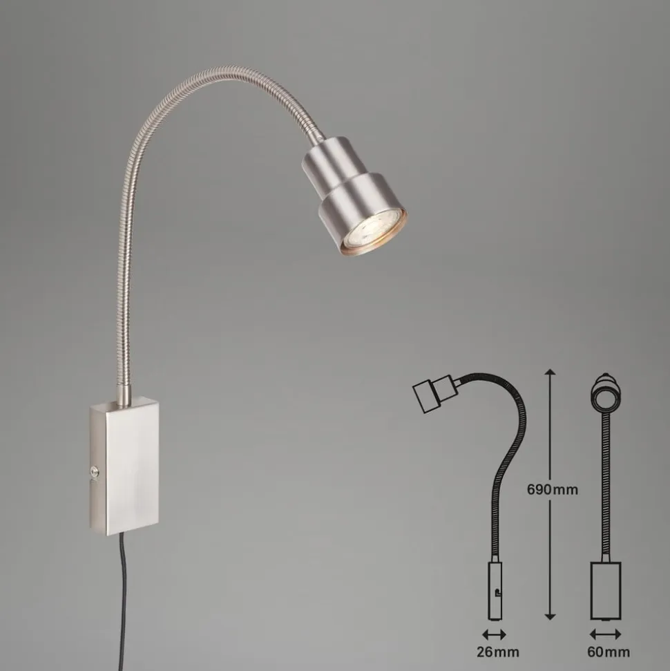 LED-væglampe Tusi med fleksibel arm, nikkel