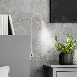 LED-væglampe Tuso, beige, sengemontering, metal, fleksibel arm