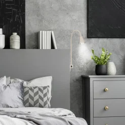 LED-væglampe Tuso, beige, sengemontering, metal, fleksibel arm