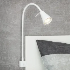 LED-væglampe Tuso, hvid, sengemontering, metal