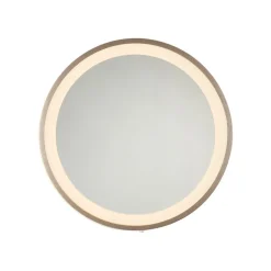 LED-vægspegel VIDRO, bronze, Ø 36 cm, powerbank, afbryder