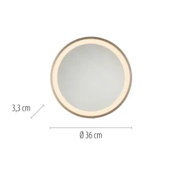 LED-vægspegel VIDRO, bronze, Ø 36 cm, powerbank, afbryder