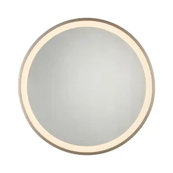 LED-vægspegel VIDRO, bronze, Ø 46 cm, powerbank, afbryder