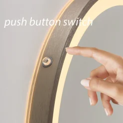 LED-vægspegel VIDRO, bronze, Ø 46 cm, powerbank, afbryder