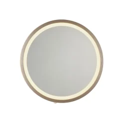 LED-vægspegel VIDRO, bronze, Ø 26 cm, powerbank, afbryder