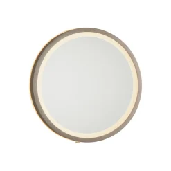 LED-vægspegel VIDRO, bronze, Ø 26 cm, powerbank, afbryder