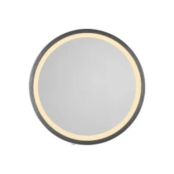 LED-vægspegel VIDRO, grå, Ø 26 cm, powerbank, afbryder