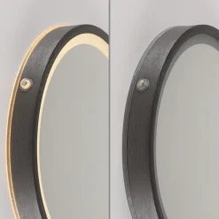 LED-vægspegel VIDRO, grå, Ø 26 cm, powerbank, afbryder