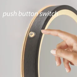 LED-vægspegel VIDRO, grå, Ø 26 cm, powerbank, afbryder