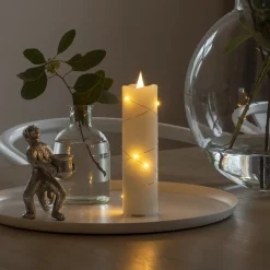 LED-vokslys creme lys farve rav 17,8 cm