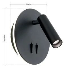 Lenny LED-væglampe med 2 lyskilder, sort